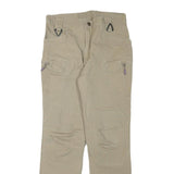 THE HERMIT Mens Cotton Blend Beige Regular Fit Straight Leg Trousers W29 L28