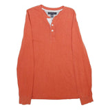 TOMMY HILFIGER Mens Orange Plain Cotton Pullover Crew Neck Basic Knit XS Casual