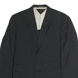 TOMMY HILFIGER Mens Black Button Jacket L Cotton Plain Classic Formal Blazer
