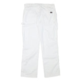 DICKIES Mens White Regular Fit Straight Leg Trousers W34 L31 Cotton Blend