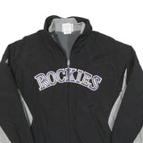 MAJESTIC Womens Black & Grey Rockies Zip Jacket L Polyester Blend Athletic