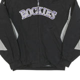 MAJESTIC Womens Black & Grey Rockies Zip Jacket L Polyester Blend Athletic