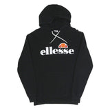 ELLESSE Womens Black Hoodie UK 10 Cotton Blend Pullover Hooded Sweatshirt