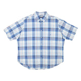 NAUTICA Mens Blue & White Check Short Sleeve Shirt 2XL Cotton Blend Casual