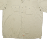 CARHARTT Mens Beige Work Shirt Relaxed Fit 2XL Cotton Short Sleeve Button Front