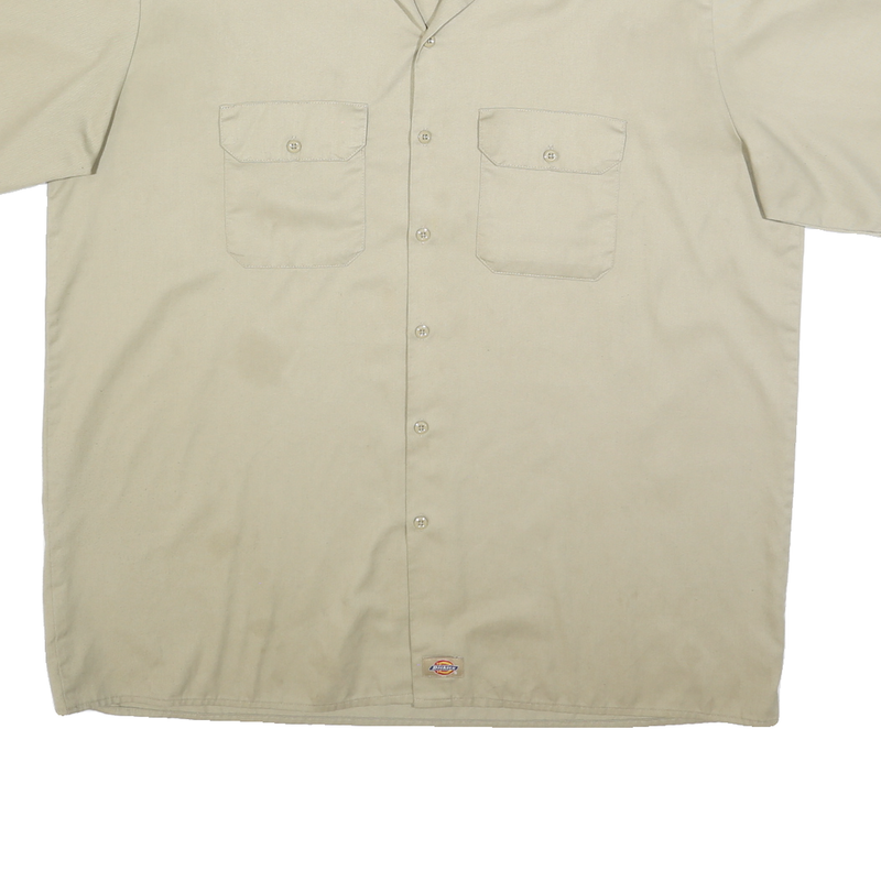 CARHARTT Mens Beige Work Shirt Relaxed Fit 2XL Cotton Short Sleeve Button Front