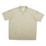 CARHARTT Mens Beige Work Shirt Relaxed Fit 2XL Cotton Short Sleeve Button Front