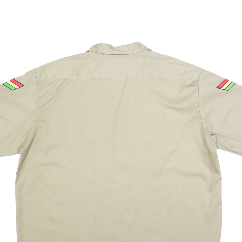 CARHARTT Mens Beige Work Shirt Relaxed Fit 2XL Cotton Short Sleeve Button Front