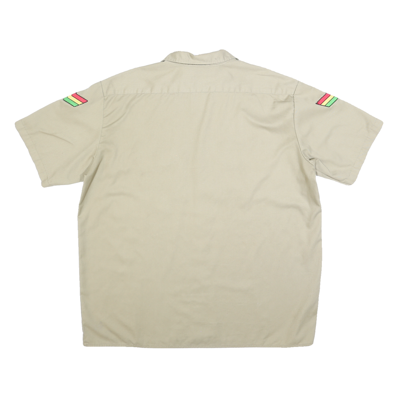 CARHARTT Mens Beige Work Shirt Relaxed Fit 2XL Cotton Short Sleeve Button Front