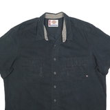 DICKIES Mens Black & Grey Short Sleeve Work Shirt 2XL Cotton Blend Casual