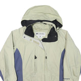 COLUMBIA Womens Beige & Blue Waterproof Zip Jacket M Polyester Blend Outdoor