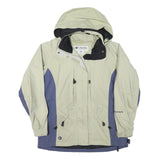 COLUMBIA Womens Beige & Blue Waterproof Zip Jacket M Polyester Blend Outdoor