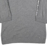 PAUL & SHARK Womens Grey Wool Plain Jumper Scoop Neck Basic Knit XL Sequined