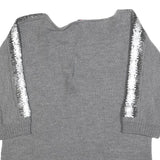 PAUL & SHARK Womens Grey Wool Plain Jumper Scoop Neck Basic Knit XL Sequined