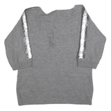 PAUL & SHARK Womens Grey Wool Plain Jumper Scoop Neck Basic Knit XL Sequined