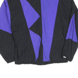 PLAYCREW Mens Black & Purple Athletic Jacket S Polyester Blend Colourblock Zip