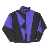 PLAYCREW Mens Black & Purple Athletic Jacket S Polyester Blend Colourblock Zip