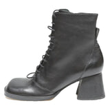 CHARLES & KEITH Womens Lace-Up Ankle Boots Black Leather UK 3 Stylish