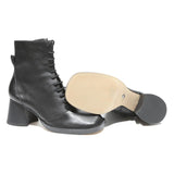 CHARLES & KEITH Womens Lace-Up Ankle Boots Black Leather UK 3 Stylish