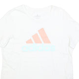 ADIDAS Womens White Pink Logo Modern T-Shirt XL Short Sleeve Crew Neck Casual