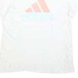 ADIDAS Womens White Pink Logo Modern T-Shirt XL Short Sleeve Crew Neck Casual