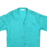 BETTY BARCLAY Womens Turquoise Blouse Short Sleeve Collared M Light Pattern
