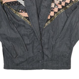 Womens Black Patchwork Button Jacket One Size Woven Patchwork Design