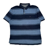 Tommy Hilfiger Striped Polo Shirt - Large Blue Cotton