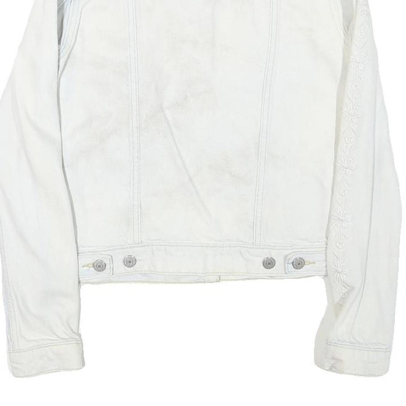 LEVI'S Womens White Cotton Blend Denim Jacket XS Button Plain Stylish