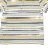 LACOSTE Mens White Green & Yellow Striped Short Sleeve Polo Shirt S Cotton Blend