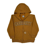 Age 8-10 Carhartt Spellout Hoodie - Small Brown Cotton