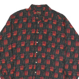 L'UOMO VOGUE Mens Black & Red Abstract Pattern Shirt M Long Sleeve Button-Up