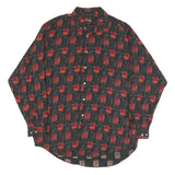 L'UOMO VOGUE Mens Black & Red Abstract Pattern Shirt M Long Sleeve Button-Up