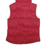 DENIM CO Womens Red Nylon Puffer Gilet Hooded UK 12 Zip Plaid Check Lining