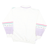 BELVEDERE Womens White & Purple Floral Stripe Collared S Vintage Sweatshirt