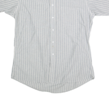 Mens Blue & White Striped Cotton Blend Shirt L Button Down Casual Summer