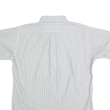 Mens Blue & White Striped Cotton Blend Shirt L Button Down Casual Summer