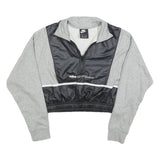 NIKE Womens Grey & Black Sportswear Pullover Sweatshirt S Cropped Half Zip