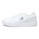 TOMMY HILFIGER Leather Womens White Low Top Trainers UK 6.5 Classic Logo Casual