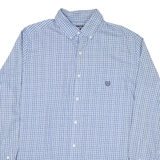 CHAPS Mens Blue & White Check Shirt L Button Down Collar Long Sleeve Casual