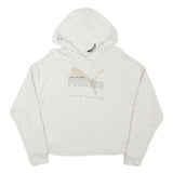 PUMA Womens White Forever Hoodie M Cotton Blend Casual Pullover Sweatshirt