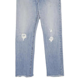 LEVI'S 501 Mens Jeans Blue Classic Straight Denim Light W28 L30 Ripped Raw Hem