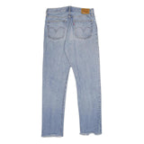 LEVI'S 501 Mens Jeans Blue Classic Straight Denim Light W28 L30 Ripped Raw Hem