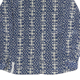 NOTATIONS Womens Blue & Cream Printed Shirt Long Sleeve Collared L Silk