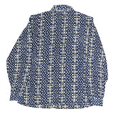 NOTATIONS Womens Blue & Cream Printed Shirt Long Sleeve Collared L Silk