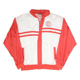 Mens Red & White Casual Zip Up Polyester Blend Jacket 2XL Plain Lightweight