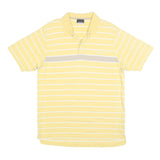 REEBOK Mens Yellow & White Striped Short Sleeve Polo Shirt XL Cotton Blend