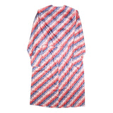 LAUSANIA Womens Red & Pink & Blue Print Day Polyester Dress L Button Sleeve