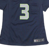 NIKE Womens Blue Seahawks Football Shirt M Short Sleeve V-Neck 3 Wilson NFL