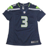 NIKE Womens Blue Seahawks Football Shirt M Short Sleeve V-Neck 3 Wilson NFL